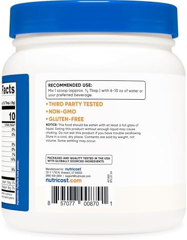 Psyllium en Copos Nutricost 230g - Libre de Gluten y No Transgénico - imagen 4