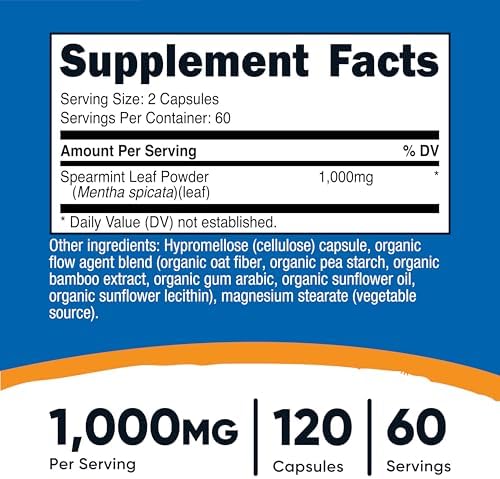 Nutricost Hoja de Menta (1000mg) 120 Cápsulas - Suplemento de Menta, Libre de GMO, Sin Gluten, 60 Porciones - imagen 2
