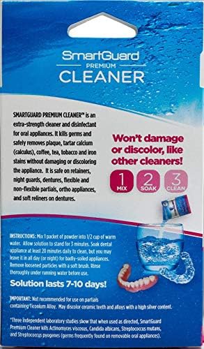 Cristales Limpiadores Premium SmartGuard – (110 Limpiezas) – Elimina Manchas, Placa y Mal Olor de Dentaduras, Frenos Transparentes, Protectores - imagen 2