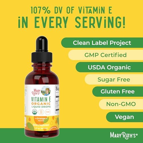 MaryRuth Organics Gotas Líquidas de Vitamina E USDA 2 Meses | Salud Ósea y Articular | Salud Cognitiva para Adultos y Niños | Sin Azúcar, Vegano, No - imagen 7