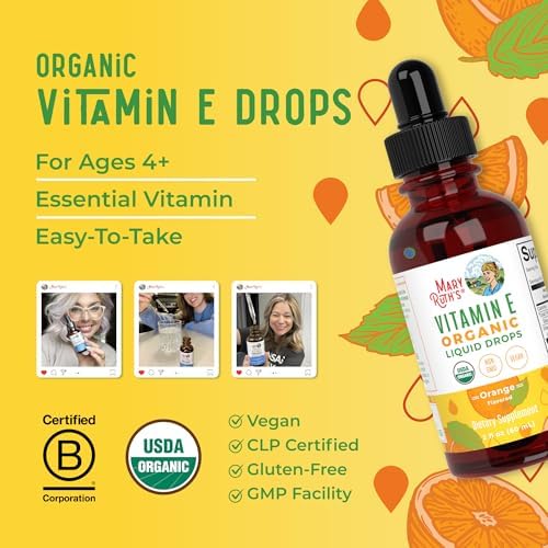 MaryRuth Organics Gotas Líquidas de Vitamina E USDA 2 Meses | Salud Ósea y Articular | Salud Cognitiva para Adultos y Niños | Sin Azúcar, Vegano, No - imagen 8