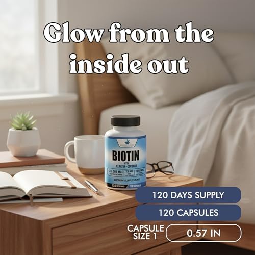 Suplementos American Standard Biotina 20,000mcg con Queratina, Polvo de Coco y Zinc, 120 Cápsulas Veganas, Suministro para 120 Días - imagen 8