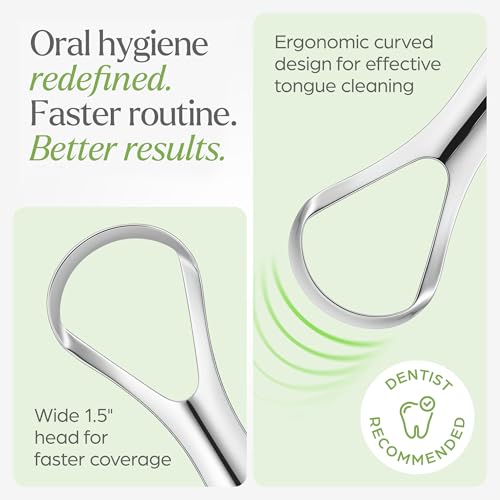 Raspador de Lengua VIVAGO para Adultos con Soporte (Paquete de 2) - Raspador de Acero Inoxidable para Limpiar la Lengua y Reducir el Mal Aliento - imagen 3