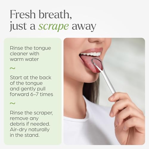 Raspador de Lengua VIVAGO para Adultos con Soporte (Paquete de 2) - Raspador de Acero Inoxidable para Limpiar la Lengua y Reducir el Mal Aliento - imagen 6