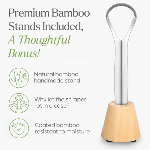 Raspador de Lengua VIVAGO para Adultos con Soporte (Paquete de 2) - Raspador de Acero Inoxidable para Limpiar la Lengua y Reducir el Mal Aliento - imagen 7