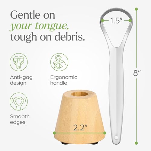 Raspador de Lengua VIVAGO para Adultos con Soporte (Paquete de 2) - Raspador de Acero Inoxidable para Limpiar la Lengua y Reducir el Mal Aliento - imagen 8