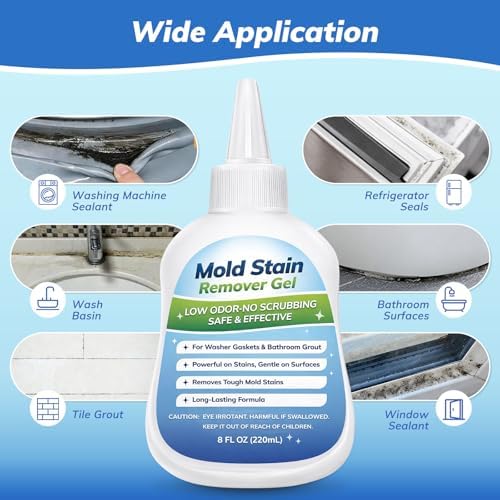 Gel Quitamanchas para Moldes de Lavadro y Baño - Gel de Bajo Olor para Gomas de Caucho, Lechada de Ducha, Sellador de Silicón, Inodoro y Fregadero de - imagen 2