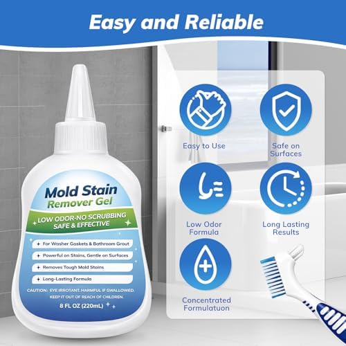 Gel Quitamanchas para Moldes de Lavadro y Baño - Gel de Bajo Olor para Gomas de Caucho, Lechada de Ducha, Sellador de Silicón, Inodoro y Fregadero de - imagen 5