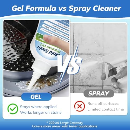 Gel Quitamanchas para Moldes de Lavadro y Baño - Gel de Bajo Olor para Gomas de Caucho, Lechada de Ducha, Sellador de Silicón, Inodoro y Fregadero de - imagen 6