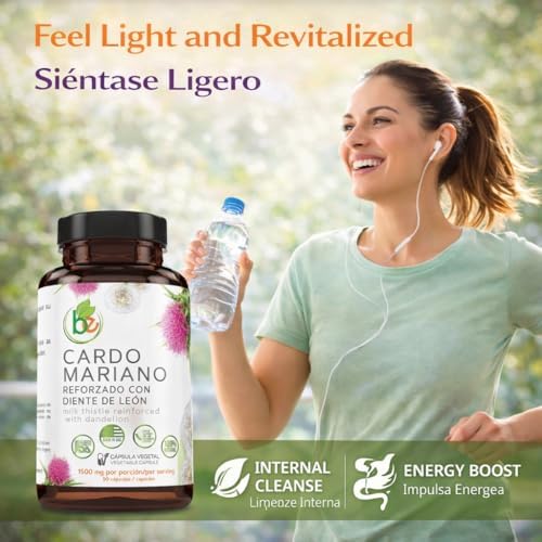 Cardo Mariano Reforzado con Diente de León 90 Cápsulas Vegetales 1500 mg - Soporte para Hígado y Antioxidantes, 100% Natural, BexpertsUSA - imagen 3