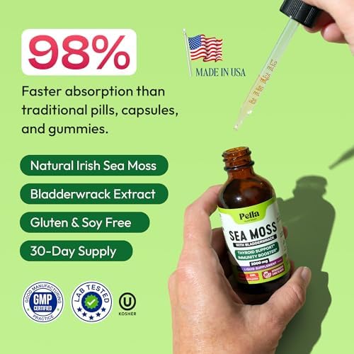 Pella Nutrition Gotas de Musgo Marino con Bladderwrack – Absorción 4X Más Rápida que Gel, Gomas y Cápsulas – Suplemento Digestivo e Inmunológico - imagen 3
