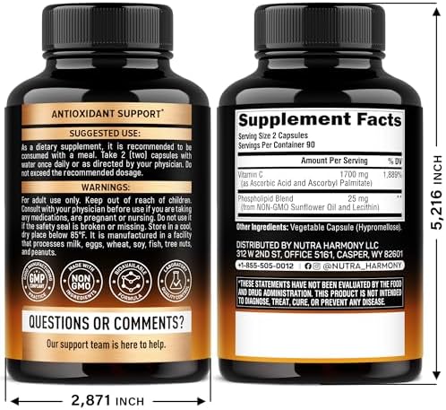 Vitamina C Liposomal 1700 mg - Complejo Soluble en Grasas de Alta Absorción - Antioxidante, Energía y Soporte Inmunológico - Suplemento de Vitamina C - imagen 2
