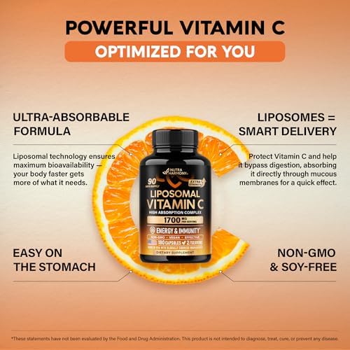 Vitamina C Liposomal 1700 mg - Complejo Soluble en Grasas de Alta Absorción - Antioxidante, Energía y Soporte Inmunológico - Suplemento de Vitamina C - imagen 4