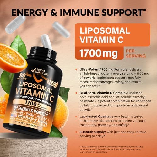 Vitamina C Liposomal 1700 mg - Complejo Soluble en Grasas de Alta Absorción - Antioxidante, Energía y Soporte Inmunológico - Suplemento de Vitamina C - imagen 5
