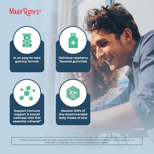 Gomitas de Zinc MaryRuth Organics | Suplemento de Zinc | Apoyo Inmunológico | Mineral Esencial | A base de Pectina | Salud y Bienestar | Vegano | No - imagen 6