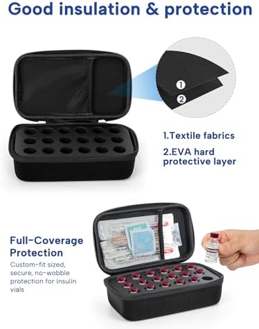 Funda para Refrigerador YOUSHARES para Viales de Insulina - Organizador de 10ml con 18 Slots para Botellas de Insulina U-100 - imagen 3