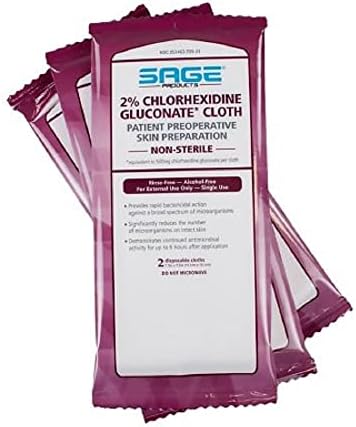 Toallitas de Clorhexidina Gluconato al 2% Sage - Cada una (1 paquete de 3) - imagen 1