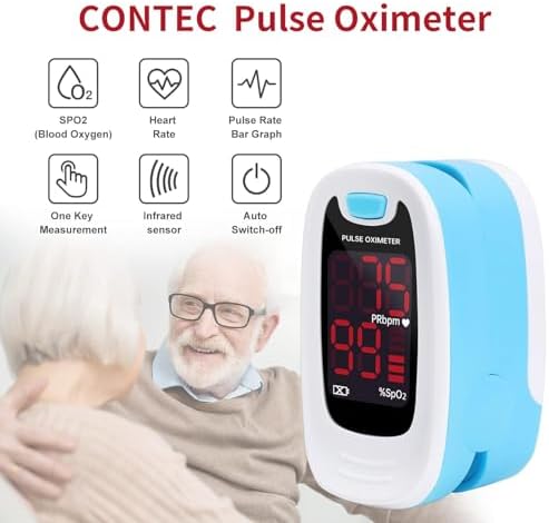 Oxímetro de Pulso CONTEC LED CMS50M, Medidor de SpO2 y PR, con Correa para Cuello/Muñeca - imagen 2