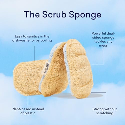 Esponjas de Limpieza BLUELAND, Paquete de 3, Loofah Doble Cara, Sin Plástico, A base de Plantas, No Rayan, para Cocina - imagen 4