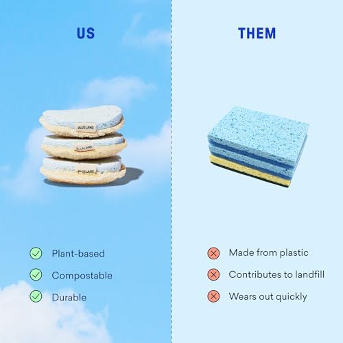 Esponjas de Limpieza BLUELAND, Paquete de 3, Loofah Doble Cara, Sin Plástico, A base de Plantas, No Rayan, para Cocina - imagen 6