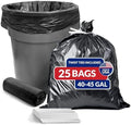 Bolsas de Basura Reli de 45 Galones Resistentes (Paquete de 25) | Negras | Con Cintas de Torcer | Extra Fuertes y a Prueba de Fugas | Ideales para - imagen 1