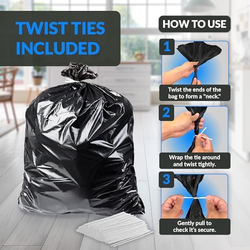 Bolsas de Basura Reli de 45 Galones Resistentes (Paquete de 25) | Negras | Con Cintas de Torcer | Extra Fuertes y a Prueba de Fugas | Ideales para - imagen 3