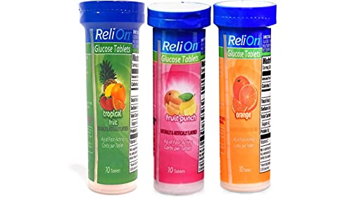 Tabletas de Glucosa Relion: Naranja, Tropical y Sabor Fruta Punch, Total 30 Tabletas - imagen 1