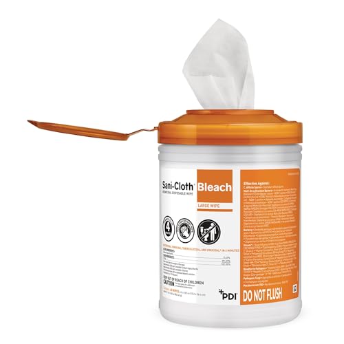 Toallitas Desechables Sani-Cloth con Blanqueador - Limpiador de Superficies de Grado Hospitalario para Baños y Equipos - Lata Grande, 6 x 10.5 - imagen 4