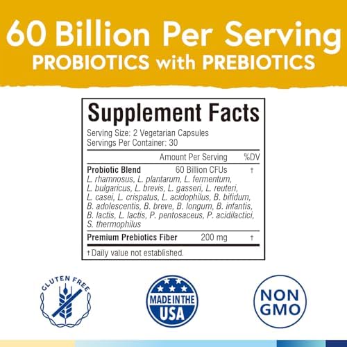 Terranics Probióticos 60 Mil Millones CFU, 20 Cepas, 60 Cápsulas Veganas, Suplemento Probiótico Estable para Hombres y Mujeres, Sin GMO, Sin Soja, - imagen 2