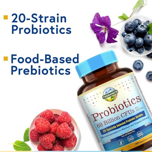 Terranics Probióticos 60 Mil Millones CFU, 20 Cepas, 60 Cápsulas Veganas, Suplemento Probiótico Estable para Hombres y Mujeres, Sin GMO, Sin Soja, - imagen 5