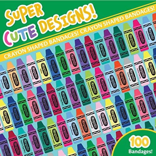 Curitas en Forma de Crayola para Niños, 100 Pzas | Ideales para Cumpleaños, Fiestas, Regalos Sorpresa y Más | Curitas Adhesivas para Cortes, Raspones - imagen 3