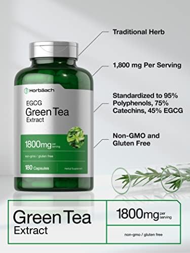 Horbäach Extracto de Té Verde EGCG en Cápsulas | 180 Cápsulas | Máxima Potencia | Suplemento Sin OGM y Libre de Gluten - imagen 3