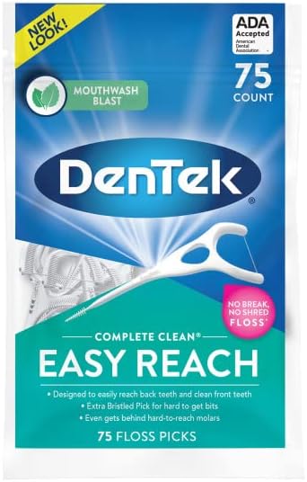 DenTek Hilo Dental Completo Easy Reach, Con recubrimiento de flúor avanzado, Sabor a enjuague bucal, 75 piezas (Paquete de 6) - imagen 2