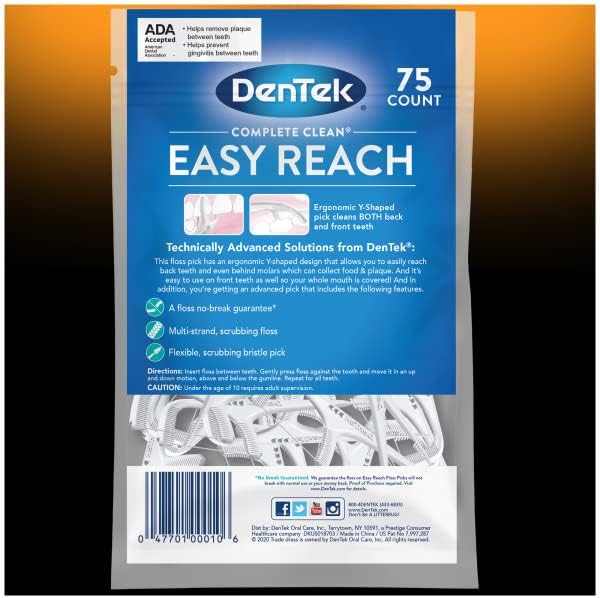 DenTek Hilo Dental Completo Easy Reach, Con recubrimiento de flúor avanzado, Sabor a enjuague bucal, 75 piezas (Paquete de 6) - imagen 8