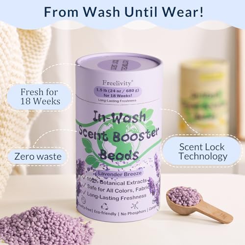 Freelivity Perlas Aromatizantes para Lavado – Aroma Lavanda, Suavizante de Tela 24 oz – Dura Hasta 70 Lavados – Ecológico y Seguro para Bebés y Niños - imagen 2