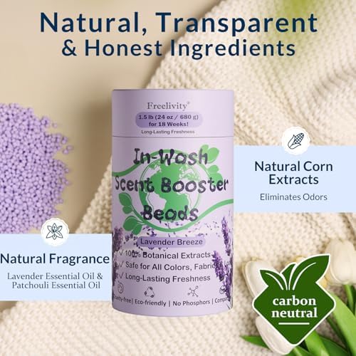 Freelivity Perlas Aromatizantes para Lavado – Aroma Lavanda, Suavizante de Tela 24 oz – Dura Hasta 70 Lavados – Ecológico y Seguro para Bebés y Niños - imagen 3