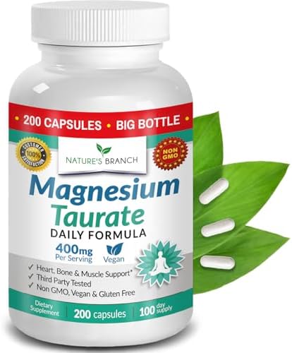 Magnesio Taurato 400mg | Alta Absorción | 200 Cápsulas para Sueño, Salud Cardiaca, Calma y Articulaciones | Suplemento Extra Fuerte para Hombres y - imagen 1