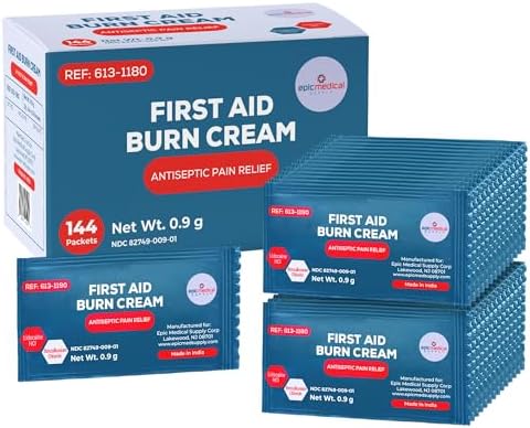 Paquete de 144 sobres de crema para quemaduras First Aid, ungüento con lidocaína y cloruro de benzalconio para rasguños, cortes e irritaciones de - imagen 1