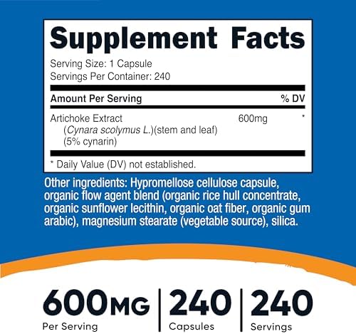 Nutricost Extracto de Alcachofa 600mg, 240 Cápsulas Vegetarianas - Sin Gluten, No Transgénico - imagen 2