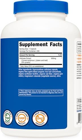Nutricost Extracto de Alcachofa 600mg, 240 Cápsulas Vegetarianas - Sin Gluten, No Transgénico - imagen 5