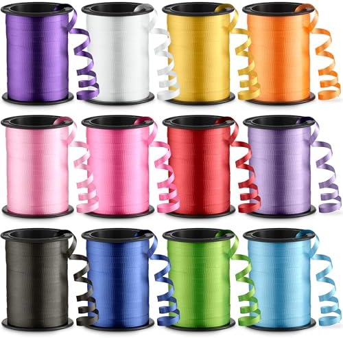 Juego de 12 Rollos de Cinta Rizada para Regalos - 3/16in x 125 Pies por Rollo - Cinta para Globos, Manualidades, Decoraciones de Cumpleaños y Bodas, - imagen 1