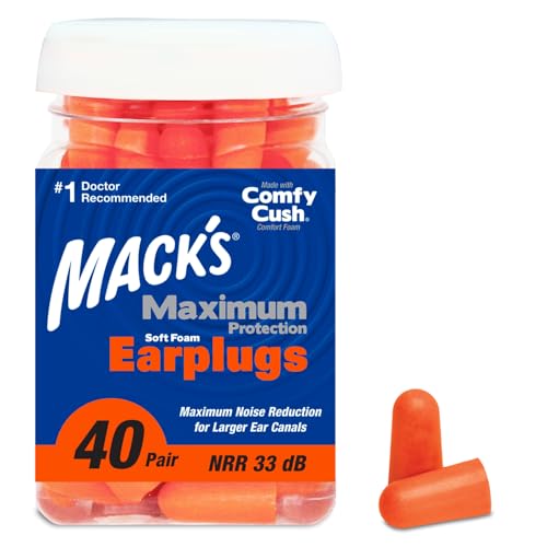 Tapones para oídos Mack's de máxima protección de espuma suave – 40 pares, 33 dB NRR más alto – Cómodos para dormir, ronquidos, conciertos, - imagen 1