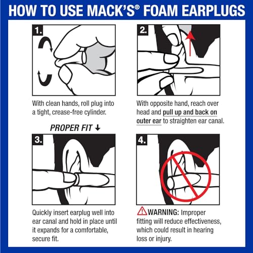 Tapones para oídos Mack's de máxima protección de espuma suave – 40 pares, 33 dB NRR más alto – Cómodos para dormir, ronquidos, conciertos, - imagen 8