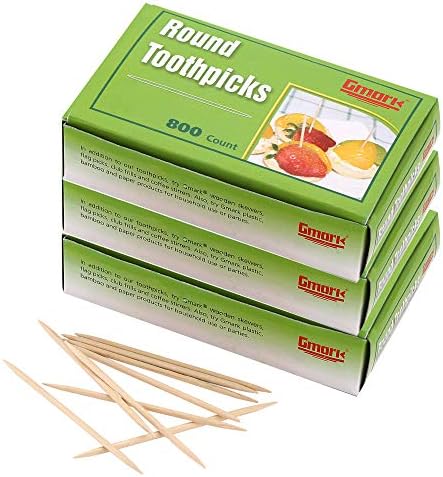 Palillos de Dientes Redondos Gmark GM1021, 2.5 Pulgadas de Madera Natural, Paquete de 3 Cajas, Total de 2400 Unidades - imagen 1