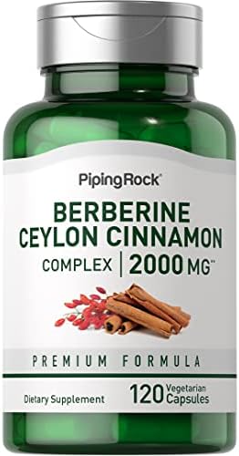 Complejo de Berberina HCI con Canela de Ceilán Piping Rock | 120 Cápsulas | Suplemento de Extracto Herbal | Vegetariano, Sin OGM y Libre de Gluten - imagen 1