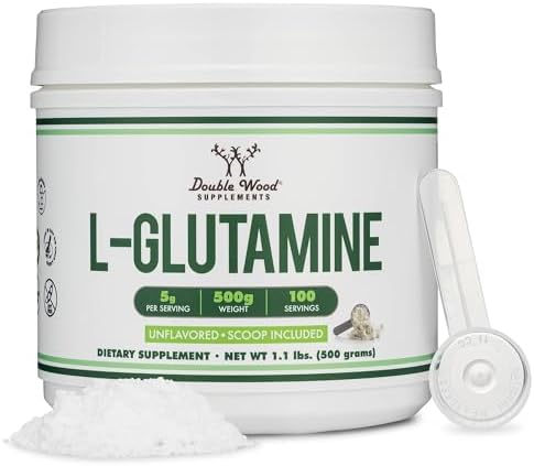 Polvo de L-Glutamina 1.1 lbs (100 porciones de 5 gramos cada una - Prueba de terceros) Sin sabor, Keto, Apto para veganos (con cuchara) para - imagen 1
