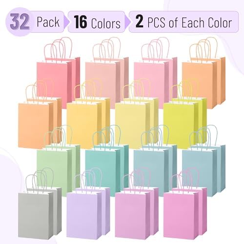 Bolsas de Papel con Asas Mr. Pen, Paquete de 32, 21 x 15 x 8 cm, Bolsas Pastel para Regalos, Bodas, Baby Showers, Cumpleaños y Más - imagen 2