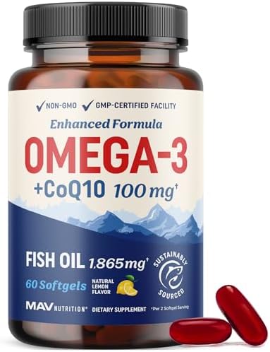 Aceite de Pescado Omega 3 + Co Q10 | 1305MG Omega-3 con CoQ10 100MG para la Salud del Corazón, Energía Celular y Soporte Antioxidante | Suplementos - imagen 1