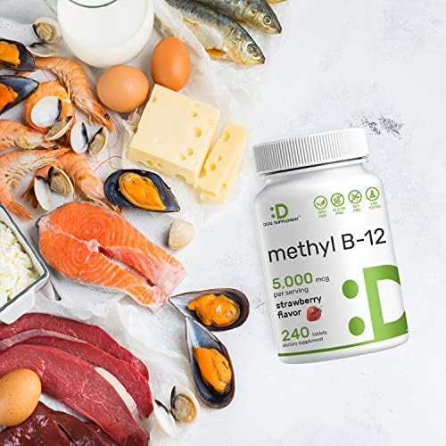 SUPLEMENTO DEAL Methyl B-12 5000 mcg, 240 Tabletas Masticables | Sabor Fresa - Apoyo Energético y Salud Cerebral - Vegetariano y Libre de OGM - imagen 8