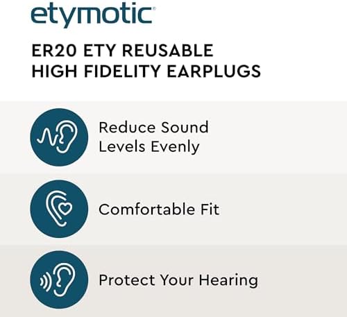 Tapones para oídos Etymotic ER20 ETY - Tamaño estándar, azul - Protección auditiva de alta fidelidad - Reducción de sonido de hasta 20 dB - - imagen 2